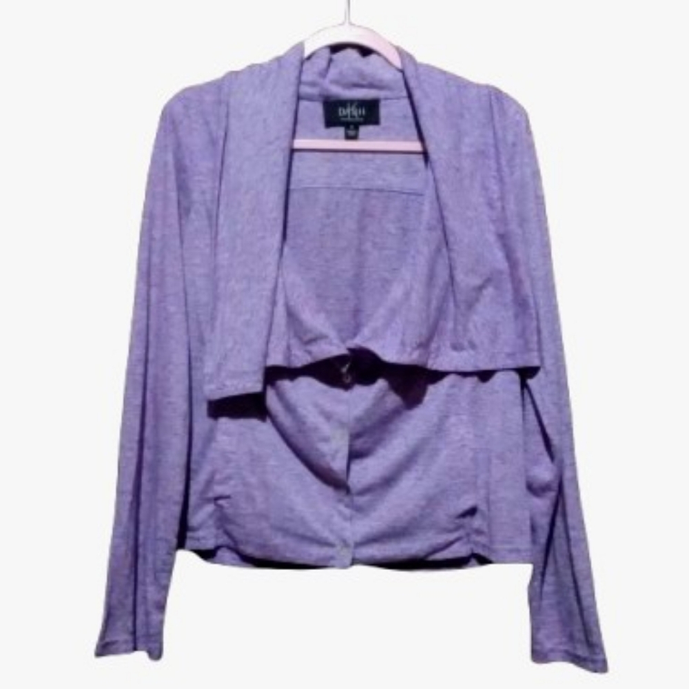 DASH by Kardashian Lavender Marled Drape Front Cardigan - Picture 1 of 8